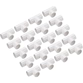 QUARKZMAN 20mm T-Shape PVC Pipe Coupler White 30pcs | 3-Way Coupling Connector for Garden Electrical Duct