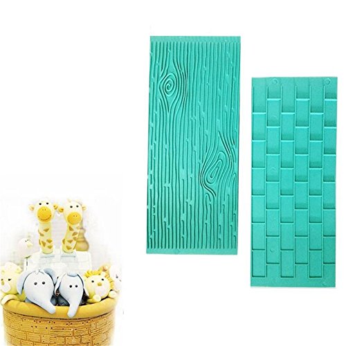 2/Set Textur Silikon Form, Baum Rinde + Brick Wall Muster Silikon Backmatte Fondant Kuchen dekorieren Tools Bakeware Pad geprägt Backform Küche Supplies - 2