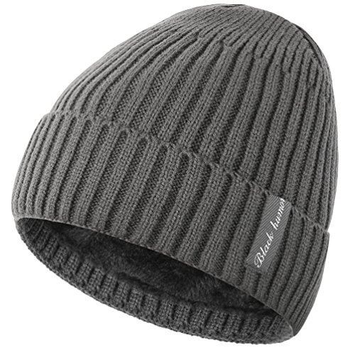 Winter Fleece Lined Beanie Hat Thick 