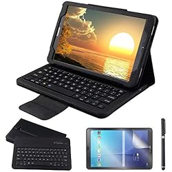 REAL-EAGLE Galaxy Tab A 10.1 Teclado Funda(QWERTY), Funda de Cuero con Desmontable Inalámbrico Bluetooth Teclado para Samsung Galaxy Tab A6 10.1 2016 SM-T580/T585/T580N/T585N Tablet, Black