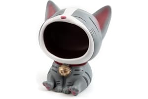 APEBAZY Ciotola per chiavi per tavolo d'ingresso Statua di gatto fortunato Piatto di caramelle per ufficio scrivania arte casa decorazione (grigio)