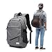 Produktbild SYSI 17 Zoll Multifunktional Schultasche Freizeit Sport Rucksack Leinwand Laptoprucksack USB-Ladeanschluss Business Backpack mit Basketball / Fußball Net (Grau 1)