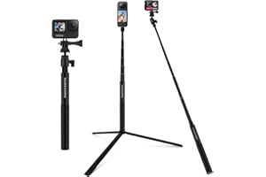Kijek do selfie ze statywem do GoPro, Wiseten 130 cm Handheld Pole Selfie Stick Monopod do GoPro Hero 13/12/11/10/9/8/7 Black Insta360 X3/X4/One XR/RS