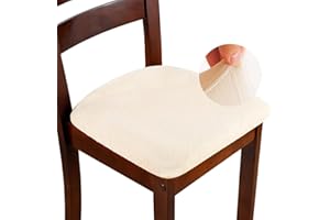 ZHILING Stretch Chair Seat Covers for Dining Room Set of 6, Elastic Dining Chair Seat Protector Cover Removable Washable Chair Slipcovers with Ties