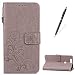 Produktbild CaseHome HUAWEI Honor 8 Erhaben Klee Blume Hülle,Folio Schutzhülle Tasche Lederoptik PU Leder Mit Wallet Kartenfach Magnetverschluss Standfunktion Handytasche Slim-Schutzhülle Folio Schale Schalen Fall Buchstil Klapptasche Mit Karten-/Geldscheinfach Handy Etui Flip Tasche Für HUAWEI Honor 8-Grau