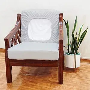 BRICK HOME Polyester Elastic Solid Sofa Protector (Grey, Size 21