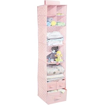 mDesign hängender Stoffschrank – mit 7 Fächern und 3 Schubladen – der