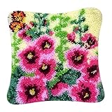  sharprepublic Knüpfkissen für kinder und Erwachasen, Knüpf-Kissen, Trichterwinde Blumen Kissen Knüpfpackung, Knüpfwolle, Knüpfset, Kissen Knüpfen