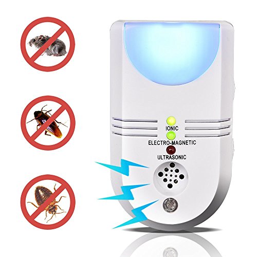 WOLFWILL 5-in-1 Pest Repeller, Repelente Ultrasonico Antiplagas de Amazon Contra insectos, arañas y roedores DE RATONES Y RATAS