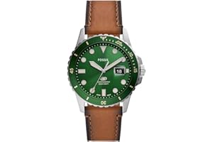 FOSSIL Orologio subacqueo blu da uomo, movimento al quarzo con data a tre lancette e cinturino in acciaio inossidabile o in pelle