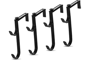 Coloch 4 Pack Pool Pole Hanger, Adjustable Metal Pool Fence Hooks Thickened Panel Swimming Pool Accessories Heavy Duty Garden Tool Organizer for Pool Fence, Wall, Skimmer, Black