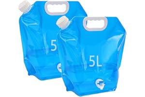 Kamiya Bidon à Eau Pliable de 5/10 l avec Couvercle étanche - Bidon d'eau Flexible - 5/10 l - Bidon d'eau Pliable sans BPA pour Le Camping en Plein air