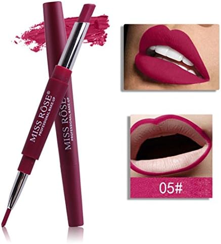 Quistal Double-end Waterproof Long Lasting Matte Lipliner pencil Lip Pen Liner Stick Pencil 8 Color (E)