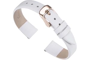 QUARKZMAN Bracelet Montre en mm de Largeur Bracelet de Montre Plat, Fin et Élégant en Véritable avec Boucle pour Homme et Femme