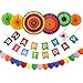 Produktbild Happy Birthday Party Dekoration, GoFriend Glücklich Geburtstage Banner Garland, 6pcs Bunten Fiesta Papier - Fans und 1 in Herz - Form Rainbow Paper - Party - Versorgung für Kinder und Erwachsene
