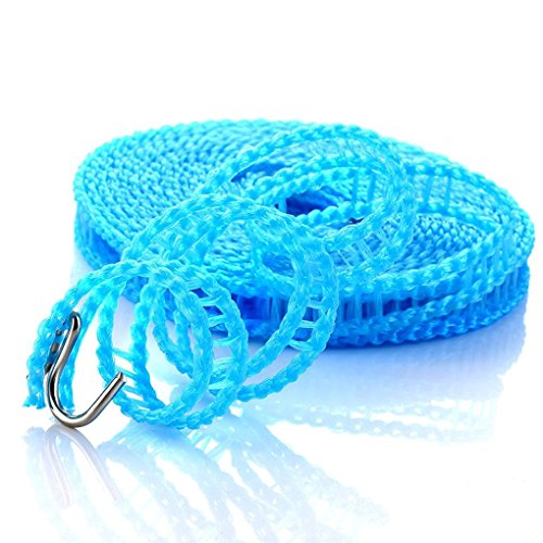 BlueBeach® Packung 3 Tragbar Winddichte Wäscheleine Kleiderlinie 5m Trocknen Wäscheleine Kleider Seil für Outdoor / Indoor / Home / Reisen (zufällige Farbe) - 5