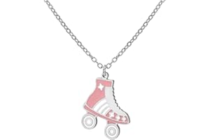 Dreamtimes Collar con colgante de patinaje sobre ruedas, collar colorido de acero inoxidable, colgante deportivo, joyería inspiradora, regalo para mujeres amantes del patinaje