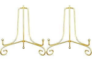 Tincogo Gold Metall Tellerständer Tellerhalter Eisen Staffelei Display Ständer für Schüssel Teller Kunst Foto Bilderrahmen (7 Zoll)