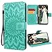 Price comparison product image VemMore Huawei Mate 20 Lite Case PU Leather Wallet Case Flower Flip Magnetic Closure Card Slots Stand Function Premium Shockproof Full Protective Cover Sunflower Pattern - Green