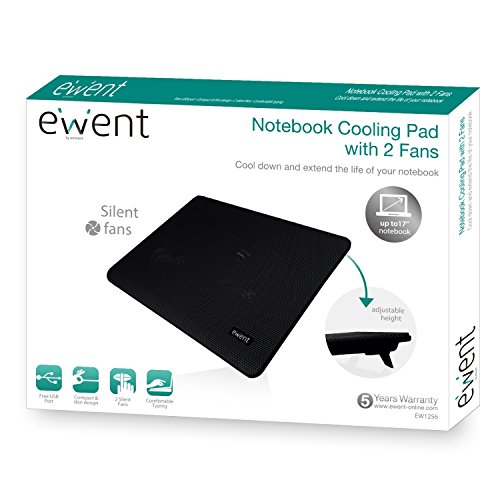Ewent Laptop Kühler 17 Zoll Notebook Ständer USB-betrieben mit 2 LED leise 125 mm Lüfter für Macbook, Laptop, Notebook - 9