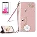 Produktbild Girlyard für LG G6 Diamant Turm Schmetterling Blume Lederhülle, Bling Glitzer DIY Crystal Schutzhülle Luxus Premium PU Flip Case mit Lanyard Strap Standfunktion Kartenfach Magnetverschluss Etui für LG G6