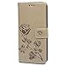 Produktbild Hülle für Huawei Y6 2018 / Honor 7A, Geprägte Rose Leder Handyhülle Klappbares Brieftasche Schutzhülle Wallet Case mit Integrierten Kartensteckplätzen Fingerabdruck-Identifizierungsloch Lokales Gold