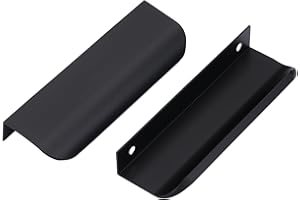 Ndjiloik 10 Stück Versteckter Türgriff Schrankgriffe Möbelgriffe Aluminiumlegierung für Kleiderschrank Tür Schubladen, Schwarz,Gesamtlänge 120MM