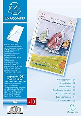 Exacompta Sachet de 10 pochettes perforees ouverture haut et cote polypropylene lisse 6x100e - a4