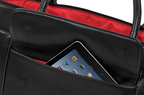 RIVACASE Tasche f  r Laptops bis 15 6    - Elegante Schultertasche f  r Damen aus hochwertigen PU-Leder und viel Stauraum - Schwarz