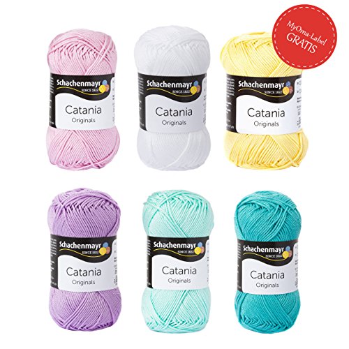 Schachenmayr Catania Wolle Set- Wollmix Pastell klein - Pastellfarben- Sommerwolle Catania - Garnsortiment in tollen Farben - Wollpaket mit Wolle Catania von Schachenmayr - Wollpaket Baumwolle - pastellige Farben - Wollpackung / Wollset von MyOma