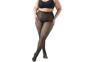 CHENGCKJ Collants thermiques pour femme - Grandes tailles - Hauts élastiques - Grandes tailles 3XL à 4XL - Legging d'hiver doublé en polaire - Collants thermiques - Grande taille - Semi-opaque - En