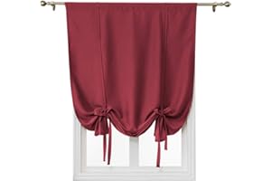 ele ELEOPTION Tenda Oscurante Semplice con Lacci, con Tasca per Asta, per Isolamento Termico, Oscurante, per Camera da Letto, Soggiorno, Cucina, Finestra Piccola, Poliestere (120x120cm, Vino Rosso)
