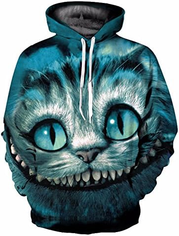 New Men/Women 3d Sweatshirts Print Cheshire Cat Thin Hooded Hoodies Casual Hoody Pullovers,S