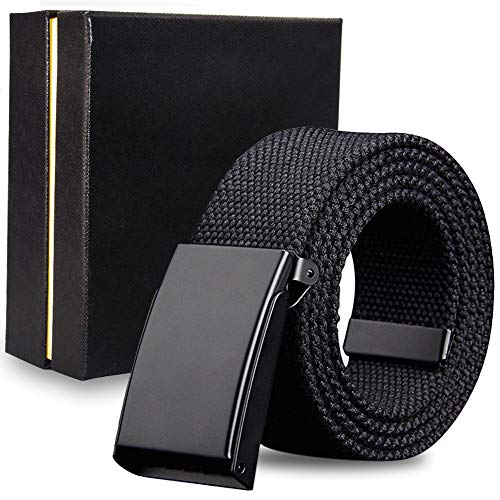 Mens Belts Black Canvas Breathable Military Tactical Canvas Waist Strap Automatic Buckles fit 32-51i