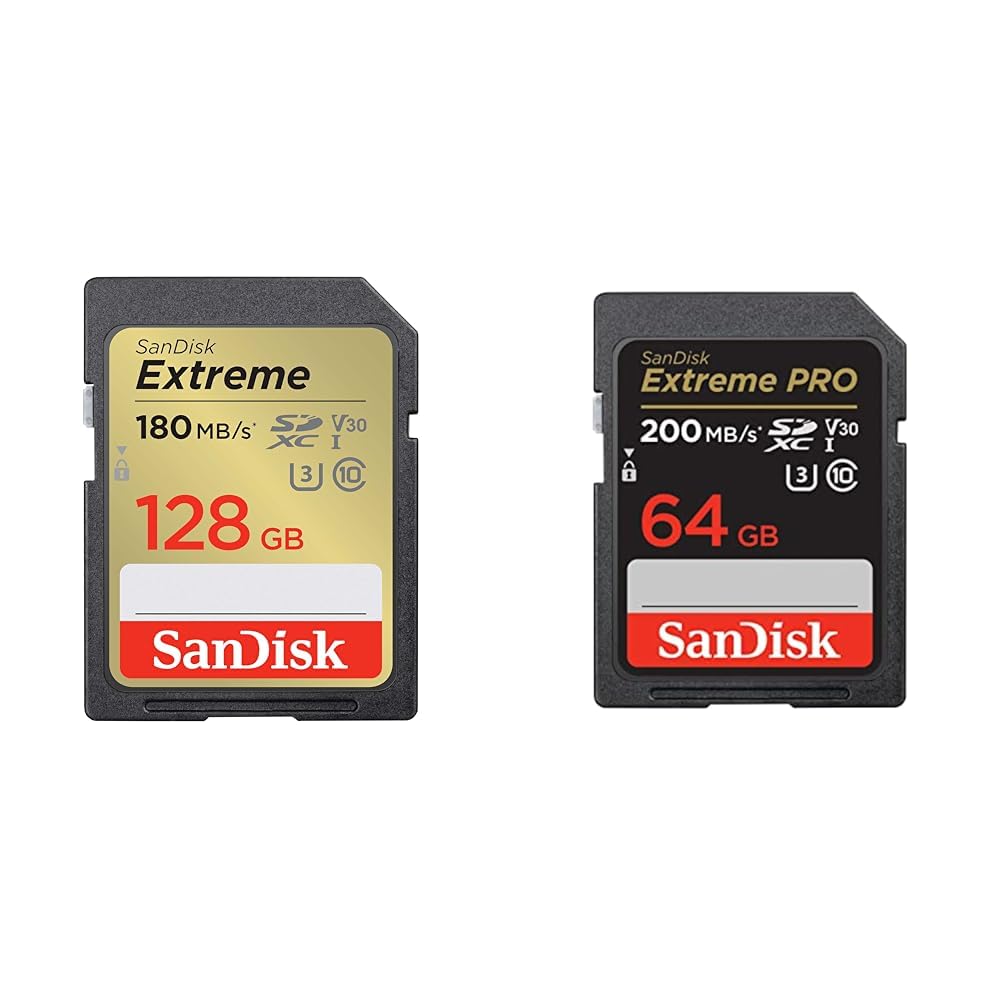 SanDisk Extreme SD UHS I 128GB Card for 4K Video for DSLR and Mirrorless Cameras 180MB/s Read & 90MB