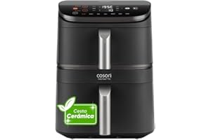 Cosori Turbo Tower Pro Freidora de Aire Caliente de 10,8L con Revestimiento Cerámico, Cocción en 3 Niveles con Doble Resistencia, 2630 W, 7 funciones, 2 DC Motores, Más de 50 Recetas