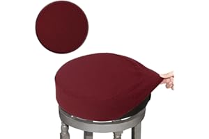 BUYUE Barhocker Hussen, Luxus Stoff Durchmesser 40-45cmRunde Knitter-resistente Dehnbare waschbar staubdicht Hocker Sitzbezug, L-Burgund-1 Stück