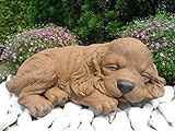 Steinfigur Hund schlafend, Gartenfigur Steinguss Tierfigur...