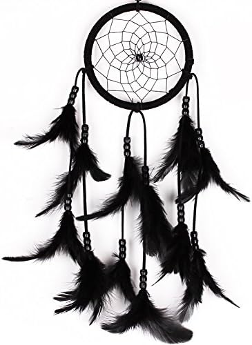 Hunulu Hot Sale Black Dream Catcher Net With feathers Hanging Decoration Decor Gift New