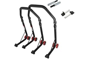 ‎SEFIS MOTO SEFIS D18 Motorradständer Set Vorder- und Hinterrad Motorradheber Serviceständer Front und Heck Motorrad montageständer ständer (Schwarz, Single/Standard)