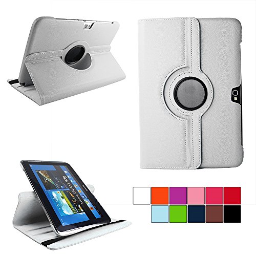 COOVY® 360° ROTATION COVER FÜR SAMSUNG GALAXY NOTE 10.1 GT-N8000 GT-N8010 GT-N8020 SMART HÜLLE TASCHE ETUI CASE SCHUTZ STÄNDER Farbe weiss