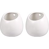 WINOMO 2 stücke Keramik Wand Blumentöpfe Hängen Pflanzer Blumenvase Sukkulenten Töpfe ohne Loch (Weiß)