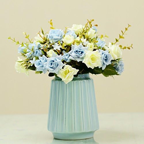 LVLIDAN Flora Artificial Flowers Home Accessories in pots Hibiscus Set Silk Ceramic vase blue