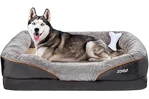 JOYELF lit pour Chien orthopédique XXL lit pour Animal de Compagnie en Mousse à mémoire de Forme avec Housse Lavable Amovible et Jouet grinçant comme Cadeau