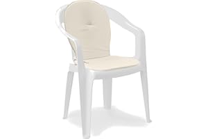 PARAMAISON Cuscino Sagomato con Schienale per Sedia Interni Esterni Relax, Set da 2 Pezzi, Antiscivolo Stondato con Laccetti | 38x38x42cm Panna