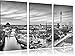 Produktbild Berlin City Panorama Kunst B&W 3-Teiler Leinwandbild 120x80 Bild auf Leinwand, XXL riesige Bilder fertig gerahmt mit Keilrahmen, Kunstdruck auf Wandbild mit Rahmen, gänstiger als Gemälde oder Ölbild, kein Poster oder Plakat