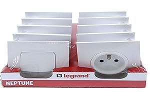 LEGRAND - Lot de 2 Interrupteurs ou Va-et-vient + 8 Prises de Courant avec Terre Neptune - Connexion par Bornes Automatiques - Blanc