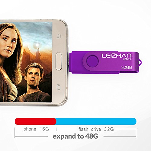 LEIZHAN 32GB OTG (On the Go) USB Dual Port (USB 2.0 und Micro USB) Speicherstick Schwenken Flash Drive Externer SpeichergerÃ¤t USB Stick zum Android Smartphone & Tablet Lila