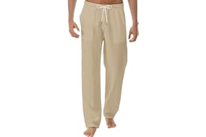 NUSGEAR 2021 Nuevo Pantalones para Hombre, Algodón y Lino Pantalones Casuales Moda Deportivos Color Sólido Pants Jogging Pantalon Fitness Gym Suelto Pantalones Largos Pantalones Ropa de Hombre