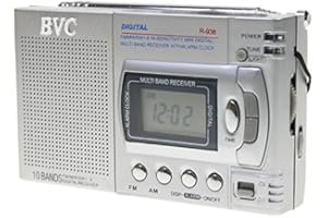 Radio BVC R938 Mini Radio Digital multibanda con Reloj y Despertador